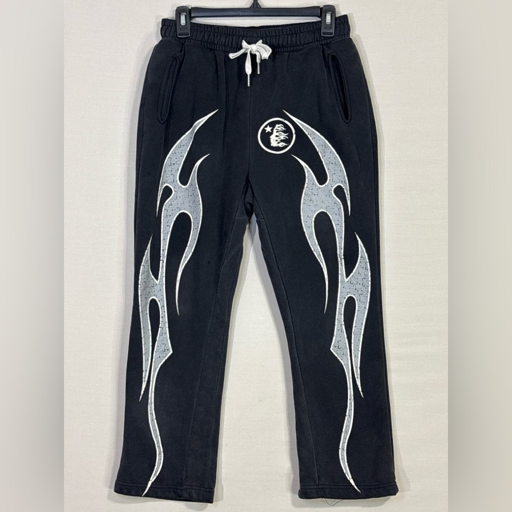 Hellstar Meiser Flame Graphic Sweatpants Black Size S Streetwear